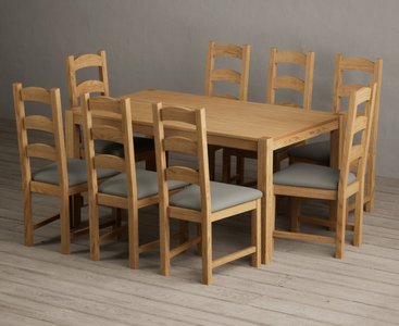 View York 150cm solid oak dining table with 8 cream alton chairs View York 150cm solid oak dining table with 8 cream alton chairs
