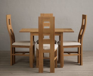 View Extending york 70cm solid oak drop leaf dining table with 4 oak natural chairs View Extending york 70cm solid oak drop leaf dining table with 4 oak natural chairs