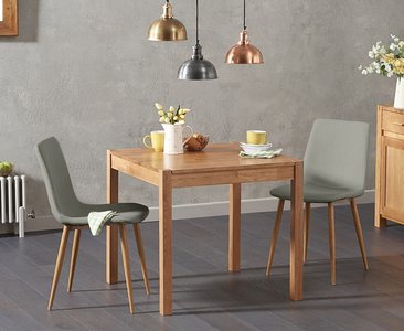 View York 80cm solid oak dining table with 4 grey chairs View York 80cm solid oak dining table with 4 grey chairs