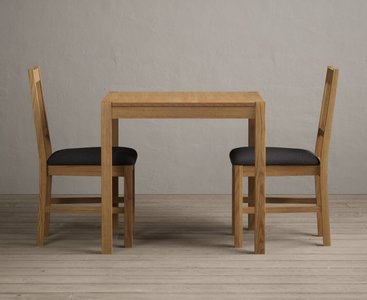 View York 80cm solid oak dining table with 4 light grey york chairs View York 80cm solid oak dining table with 4 light grey york chairs