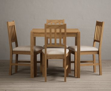 View York 80cm solid oak dining table with 4 light grey york chairs View York 80cm solid oak dining table with 4 light grey york chairs
