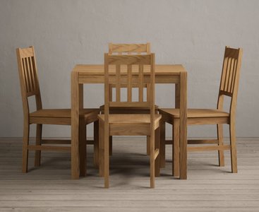 View York 80cm solid oak dining table with 4 light grey york chairs View York 80cm solid oak dining table with 4 light grey york chairs