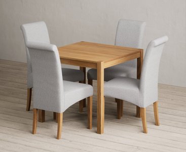 View York 80cm solid oak dining table with 2 blue scroll back chairs View York 80cm solid oak dining table with 2 blue scroll back chairs