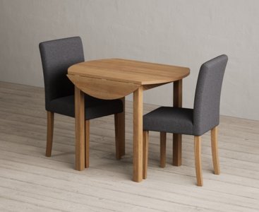 View Extending york 90cm solid oak dining table with 2 grey lila chairs View Extending york 90cm solid oak dining table with 2 grey lila chairs