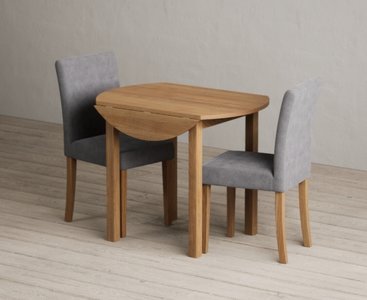 View Extending york 90cm solid oak dining table with 2 grey lila chairs View Extending york 90cm solid oak dining table with 2 grey lila chairs