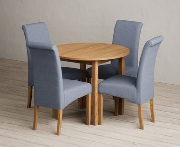 View Extending york 90cm solid oak dining table with 2 blue scroll back chairs View Extending york 90cm solid oak dining table with 2 blue scroll back chairs