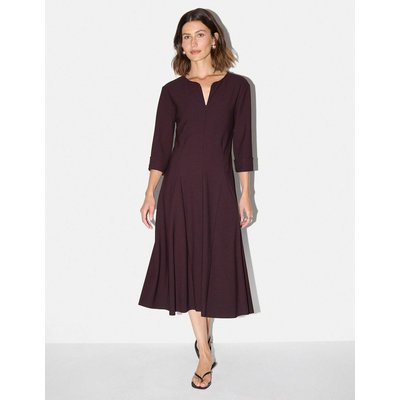 Jigsaw Crepe Notch Neck Godet Midi Swing Dress Purple Jigsaw Crepe Notch Neck Godet Midi Swing Dress Purple