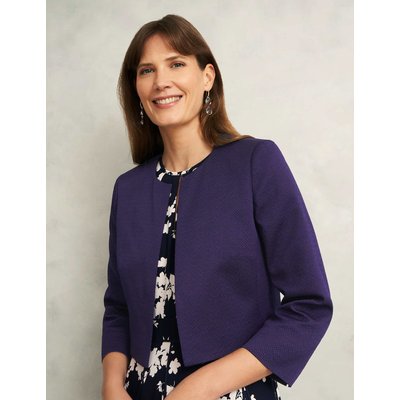 HOBBS Collarless Cropped Jacket Navy HOBBS Collarless Cropped Jacket Navy
