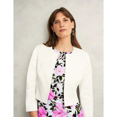 HOBBS Collarless Cropped Jacket Ivory HOBBS Collarless Cropped Jacket Ivory