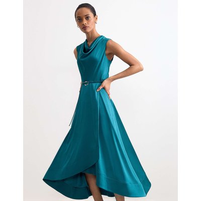 Phase Eight Cowl Neck Belted Midi Waisted Dress Teal Phase Eight Cowl Neck Belted Midi Waisted Dress Teal