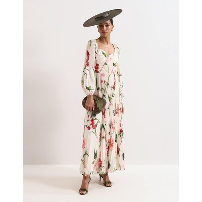 Phase Eight Floral Pleated Sweetheart Neckline Maxi Dress Ivory Mix Phase Eight Floral Pleated Sweetheart Neckline Maxi Dress Ivory Mix