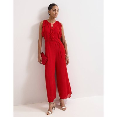 Phase Eight Frill Detail Sleeveless Wide Leg Jumpsuit Red Phase Eight Frill Detail Sleeveless Wide Leg Jumpsuit Red