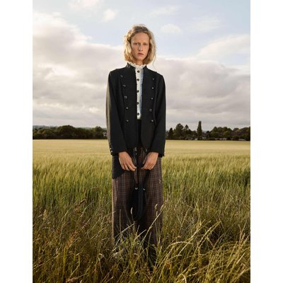 Monsoon Wool Blend Military Jacket With High Neck Black Monsoon Wool Blend Military Jacket With High Neck Black