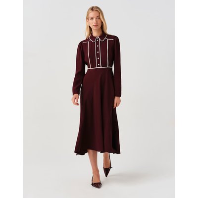 Ghost Satin Midi Waisted Dress Burgundy Ghost Satin Midi Waisted Dress Burgundy