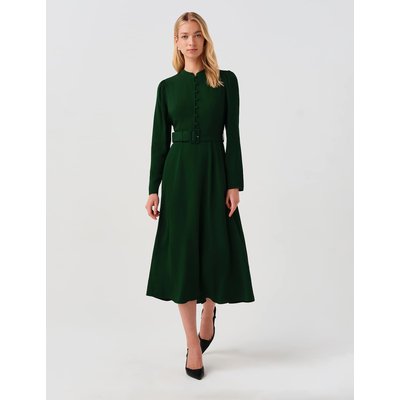 Ghost Belted Midi Waisted Dress Dark Green Ghost Belted Midi Waisted Dress Dark Green