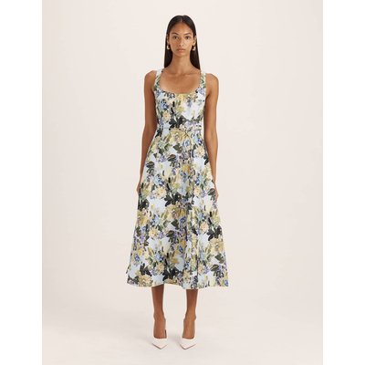 SABA Linen Rich Floral Scoop Neck Midi Dress Multi SABA Linen Rich Floral Scoop Neck Midi Dress Multi