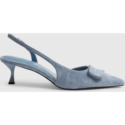 River Island Suede Kitten Heel Slingback Court Shoes Blue River Island Suede Kitten Heel Slingback Court Shoes Blue