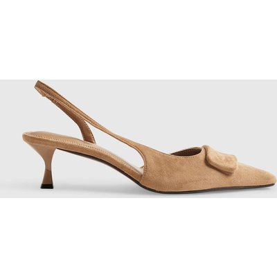 River Island Suede Kitten Heel Slingback Court Shoes Beige River Island Suede Kitten Heel Slingback Court Shoes Beige