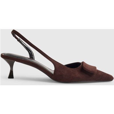 River Island Suede Kitten Heel Slingback Court Shoes Brown River Island Suede Kitten Heel Slingback Court Shoes Brown