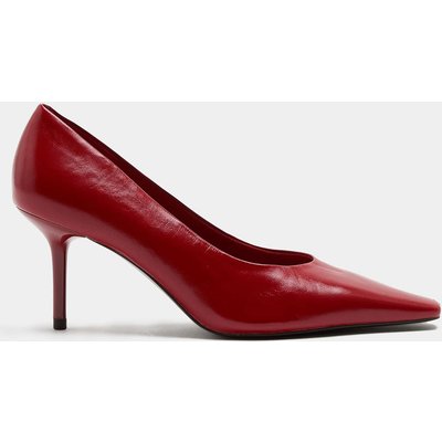 M&S Leather Stiletto Heel Chisel Toe Court Shoes Red M&S Leather Stiletto Heel Chisel Toe Court Shoes Red