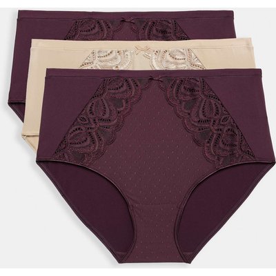 M&S 3pk Amelia Lace Full Briefs Dark Aubergine M&S 3pk Amelia Lace Full Briefs Dark Aubergine