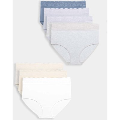 M&S 7 Pack Cotton Rich Lace Waist Full Briefs Light Cream M&S 7 Pack Cotton Rich Lace Waist Full Briefs Light Cream