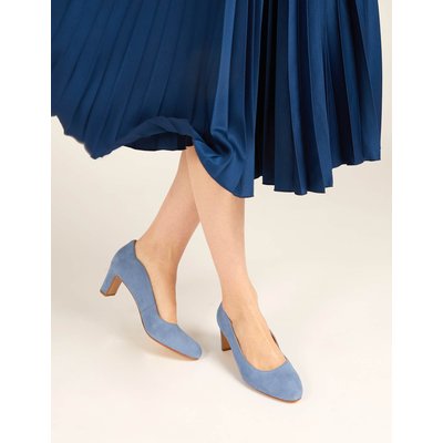 Jones Bootmaker Suede Block Heel Court Shoes Light Blue Jones Bootmaker Suede Block Heel Court Shoes Light Blue