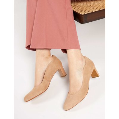Jones Bootmaker Suede Block Heel Court Shoes Beige Jones Bootmaker Suede Block Heel Court Shoes Beige