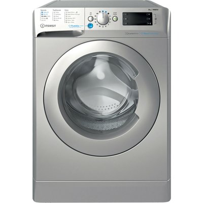 Indesit Push&Go BWE 81496X SV UK 8kg Washing Machine with 1400 rpm - Silver - A Rated, Silver Indesit Push&Go BWE 81496X SV UK 8kg Washing Machine with 1400 rpm - Silver - A Rated, Silver