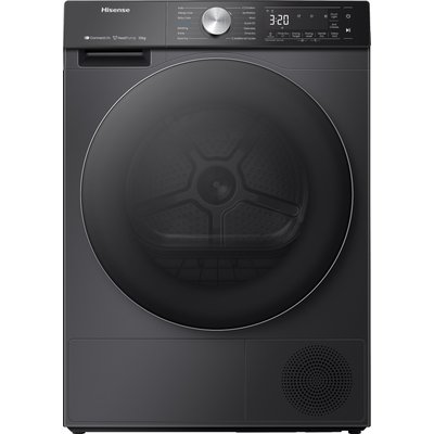 Hisense 5S Series DH5S102BB Wifi Connected 10Kg Heat Pump Tumble Dryer - Black - A+++ Rated, Black