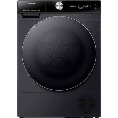Hisense 7S Series DH7S107BB Wifi Connected 10Kg Heat Pump Tumble Dryer - Black - A+++ Rated, Black