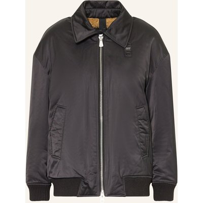 Blauer Satinblouson Savin schwarz