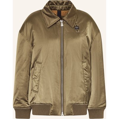 Blauer Satinblouson Savin gruen