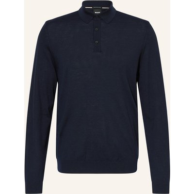 Boss Strick-Poloshirt Lancione blau