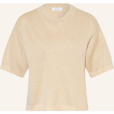 Darling Harbour Strickshirt Aus Cashmere Mit Glitzergarn beige
