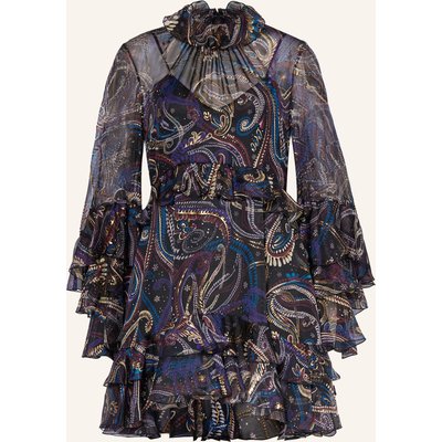 Etro Cocktailkleid Aus Seide Mit Volants schwarz