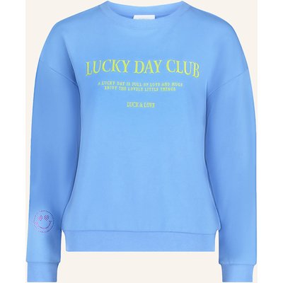 Cartoon Sweatshirt Mit Schmucksteinen blau