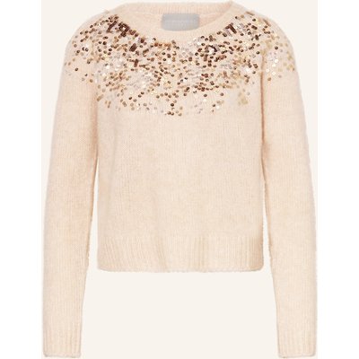 Hemisphere Pullover Mit Cashmere Und Pailletten beige
