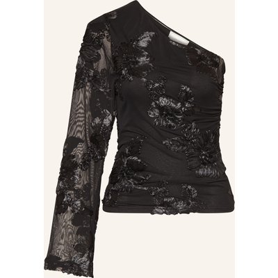 Neo Noir One-Shoulder-Bluse Friana Aus Mesh schwarz