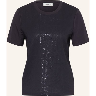 Comma T-Shirt Mit Pailletten blau