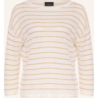 S.Oliver Black Label Pullover Mit Leinen Und Pailletten weiss