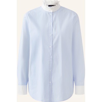 Oui Bluse Mit Rüschen blau
