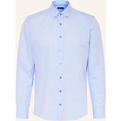 Strokesman's Hemd Regular Fit Mit Leinen blau