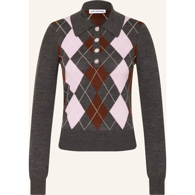 Self-Portrait Pullover Mit Schmucksteinen grau