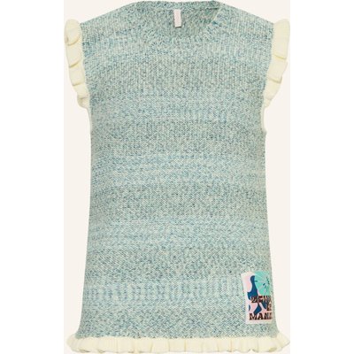Zimmermann Stricktop Patience Mit Rüschen blau