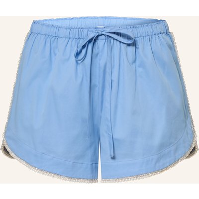 Sandro Shorts Mit Schmucksteinen Und Schmuckperlen blau