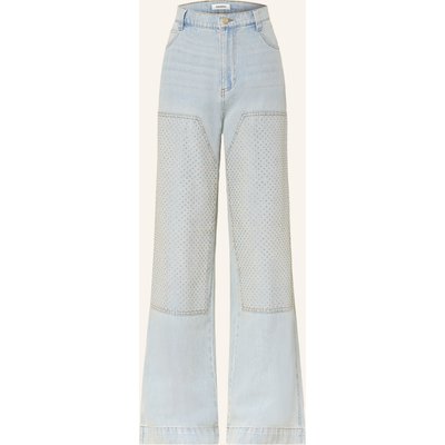 Sandro Wide Leg Jeans Mit Schmucksteinen blau
