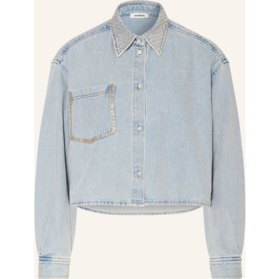 Sandro Jeanshemd Mit Schmucksteinen blau