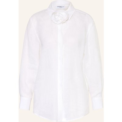 Marella Leinenbluse Mlseditore Mit Abnehmbarer Schluppe weiss