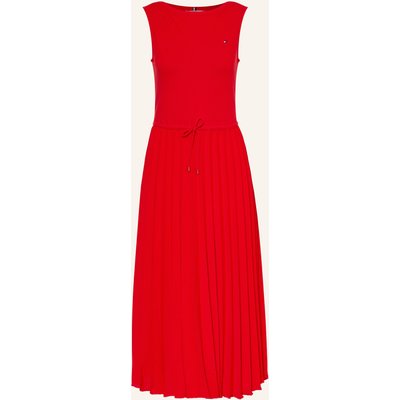 Tommy Hilfiger Kleid Im Materialmix Mit Plissees rot